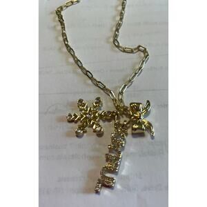 NWT Sugarfix Joy to the World 18” Gold Tone Holiday Necklace with Holiday Charms